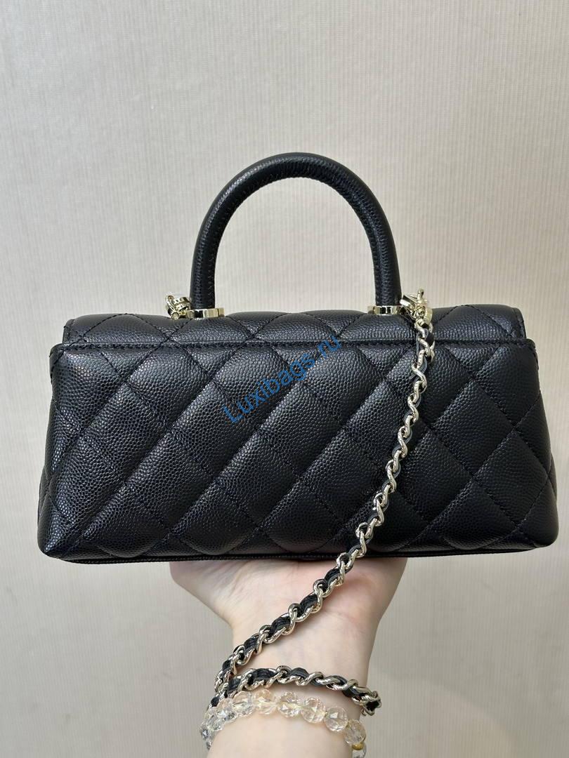 Chanel Coco Flap Bag with Top Handle AS5285 Black | chanel coco flap bag with top handle as5285 27
