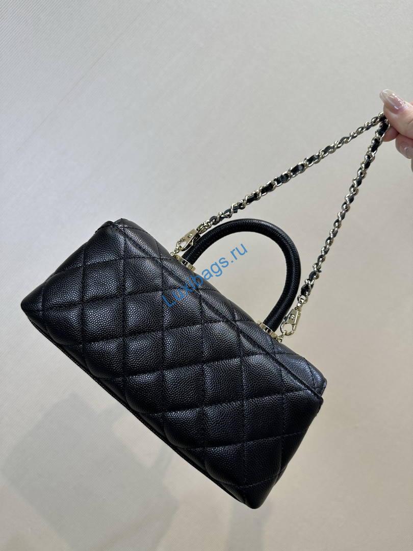 Chanel Coco Flap Bag with Top Handle AS5285 Black | chanel coco flap bag with top handle as5285 28