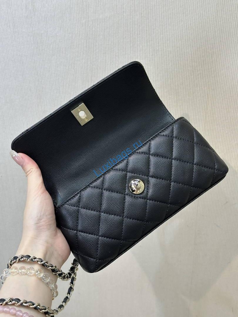 Chanel Coco Flap Bag with Top Handle AS5285 Black | chanel coco flap bag with top handle as5285 29