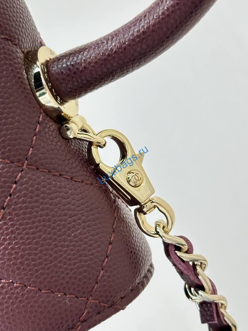 Chanel Coco Flap Bag with Top Handle AS5285 Wine Red | chanel coco flap bag with top handle as5285 33