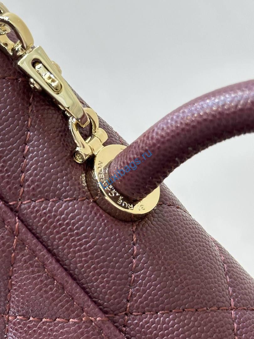 Chanel Coco Flap Bag with Top Handle AS5285 Wine Red | chanel coco flap bag with top handle as5285 34
