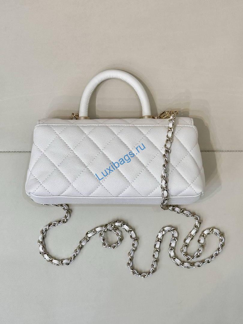 Chanel Coco Flap Bag with Top Handle AS5285 White | chanel coco flap bag with top handle as5285 47