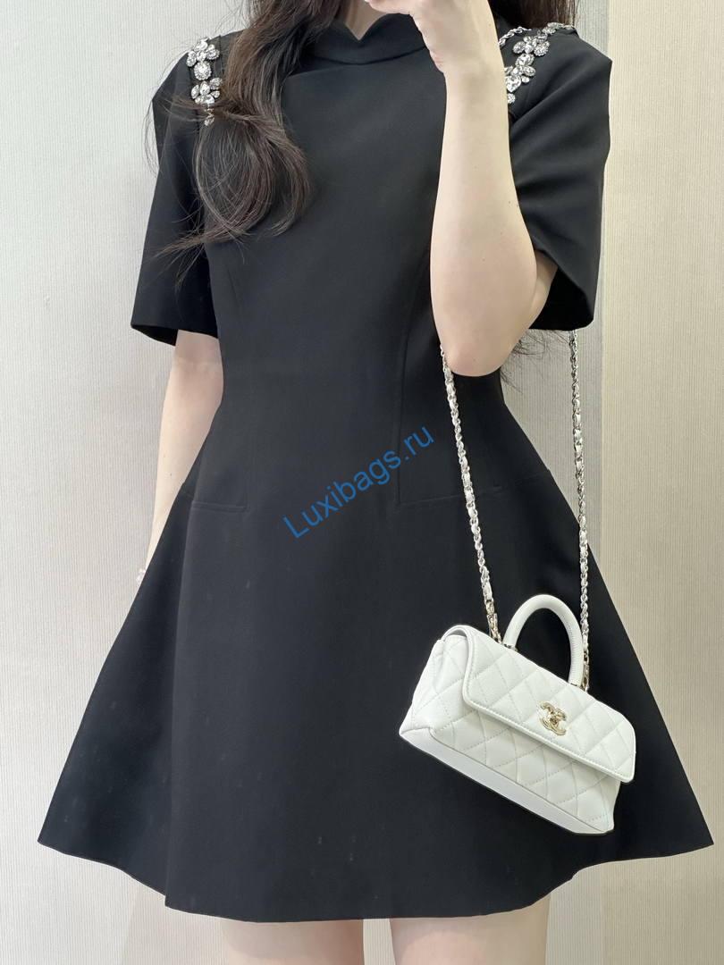Chanel Coco Flap Bag with Top Handle AS5285 White | chanel coco flap bag with top handle as5285 50