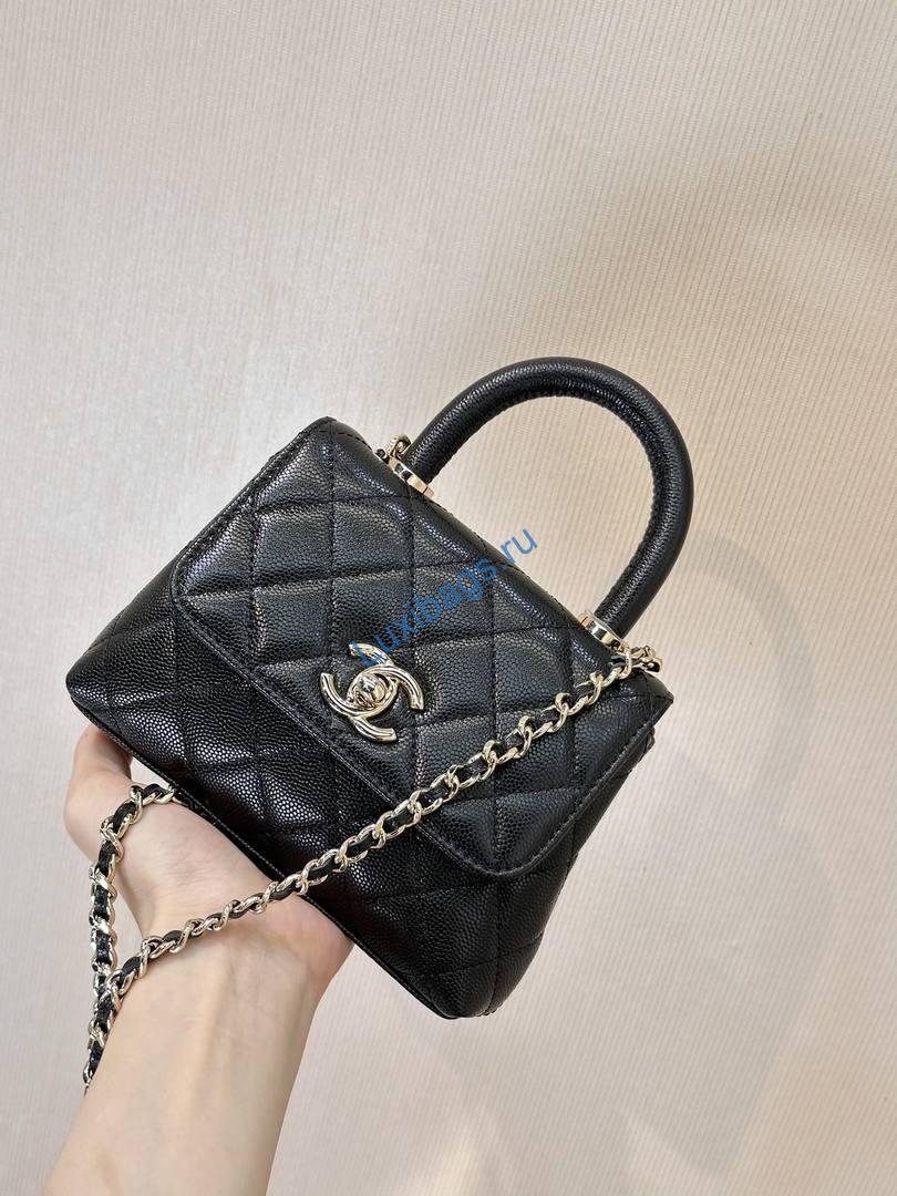 Chanel Mini Classic Handbag With Top Handle AS4244 Black | chanel mini classic handbag with top handle as4244 103
