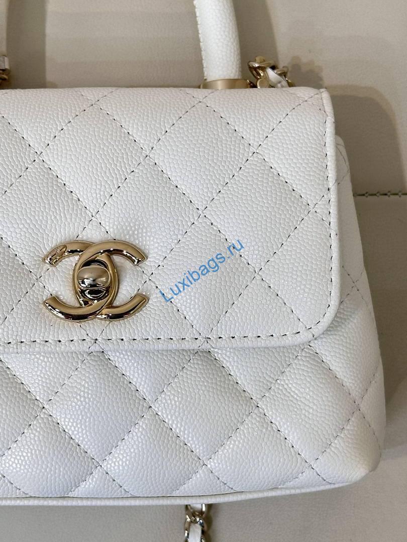 Chanel Mini Classic Handbag With Top Handle AS4244 White | chanel mini classic handbag with top handle as4244 113