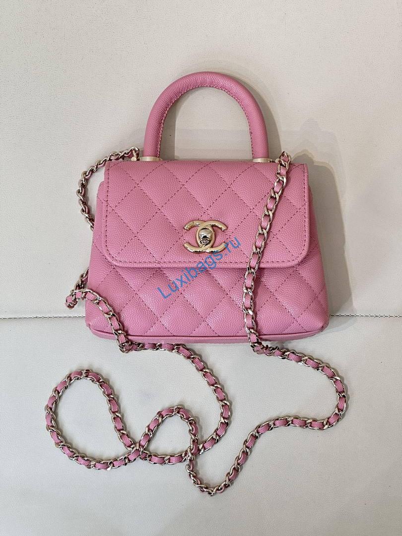 Chanel Mini Classic Handbag With Top Handle AS4244 Pink | chanel mini classic handbag with top handle as4244 121