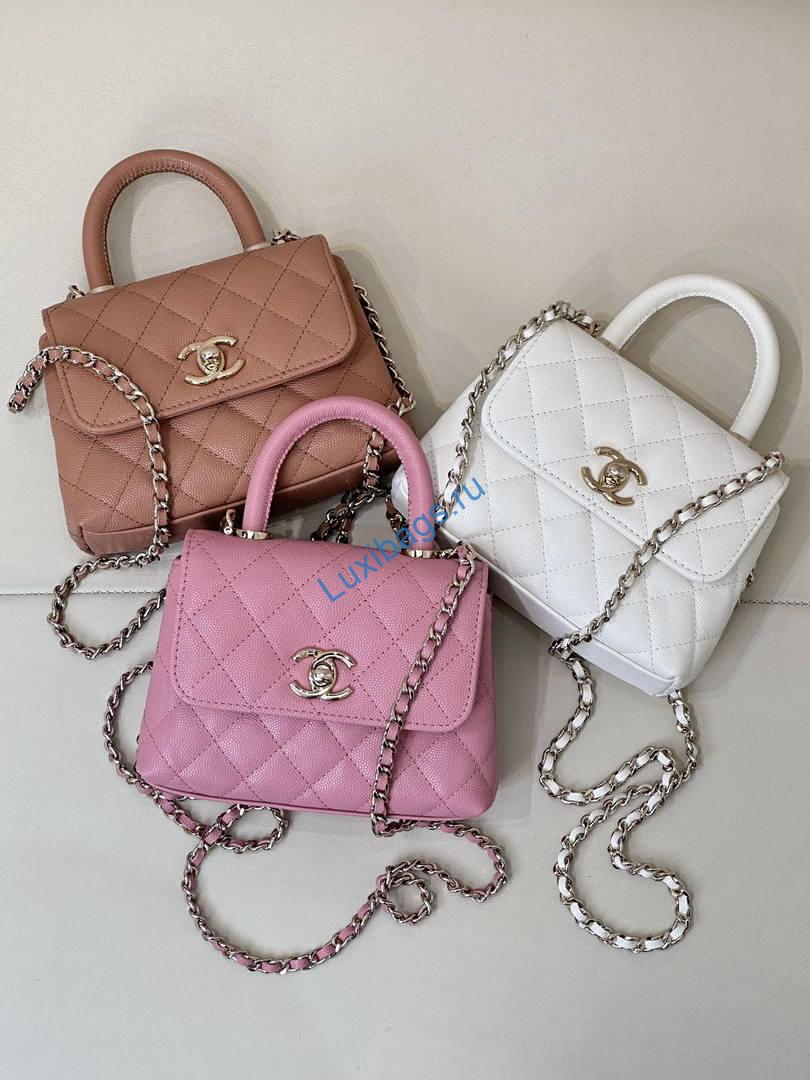 Chanel Mini Classic Handbag With Top Handle AS4244 Pink | chanel mini classic handbag with top handle as4244 145