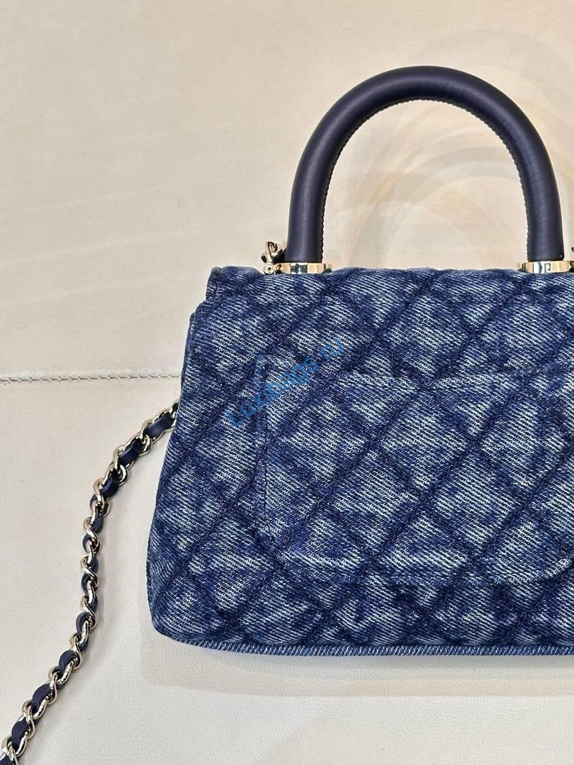 Chanel Mini Classic Handbag With Top Handle AS4244 Denim Blue | chanel mini classic handbag with top handle as4244 309