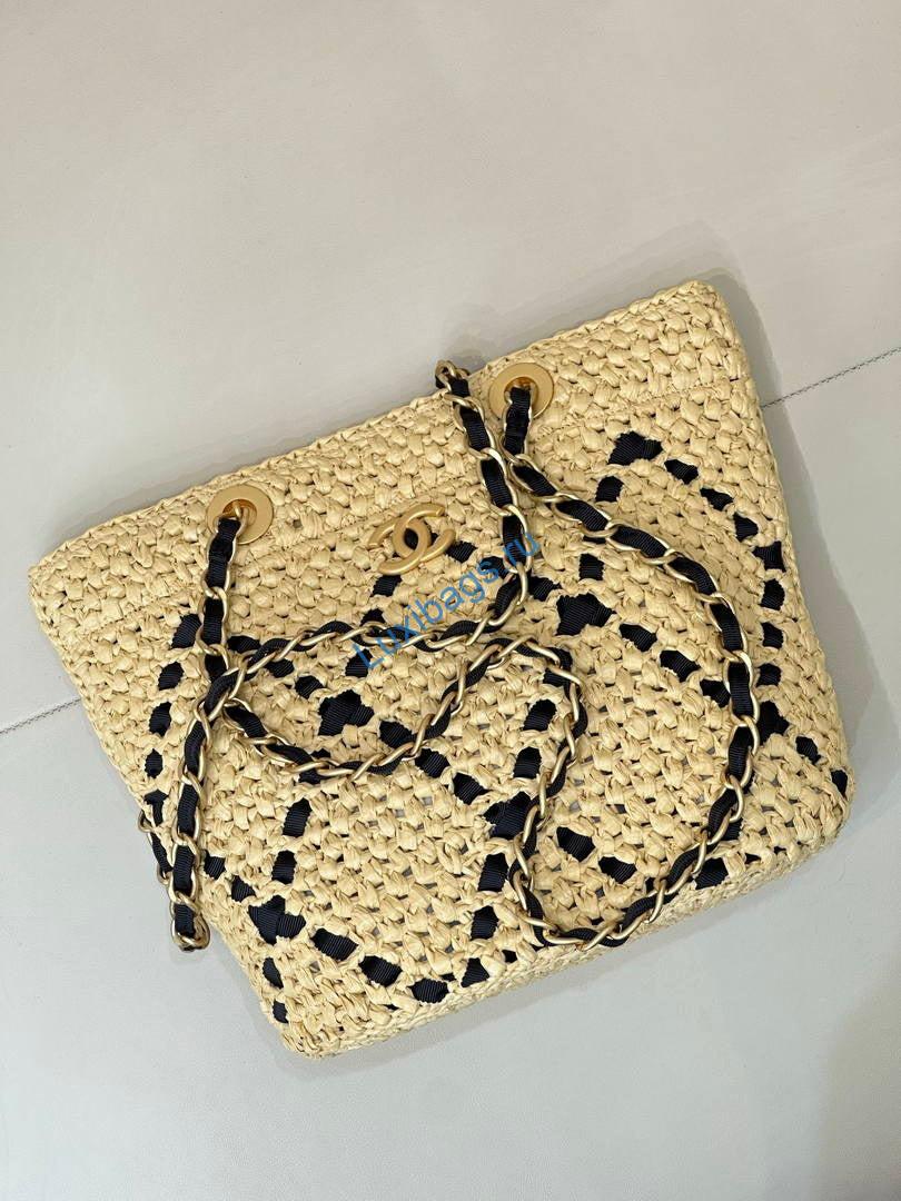 chanel small shopping bag braided raffia as5811 beige black 7 Chanel Small Shopping Bag Braided Raffia AS5811 Beige Black | chanel small shopping bag braided raffia as5811 beige 25