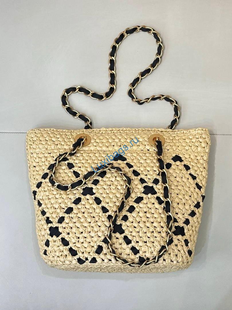 chanel small shopping bag braided raffia as5811 beige black 9 Chanel Small Shopping Bag Braided Raffia AS5811 Beige Black | chanel small shopping bag braided raffia as5811 beige 27