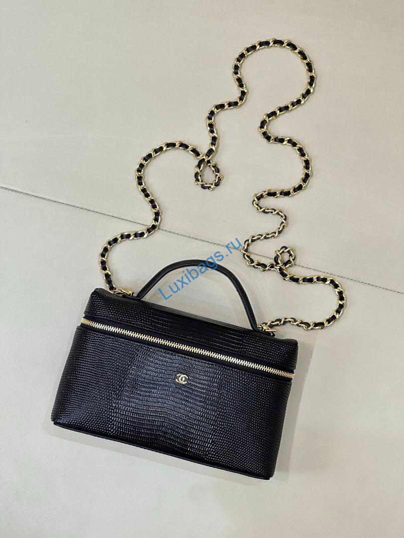 chanel vanity with chain ap5195 lizard-patterned skin calfskin black 7 Chanel Vanity with chain AP5195 Lizard-patterned skin Calfskin Black | chanel vanity with chain ap5195 lizard patterned skin calfskin 23