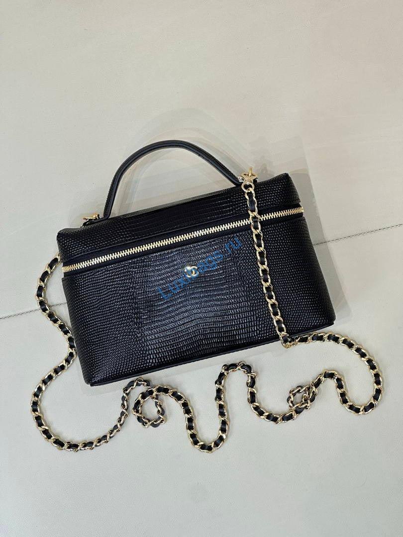 chanel vanity with chain ap5195 lizard-patterned skin calfskin black 9 Chanel Vanity with chain AP5195 Lizard-patterned skin Calfskin Black | chanel vanity with chain ap5195 lizard patterned skin calfskin 25