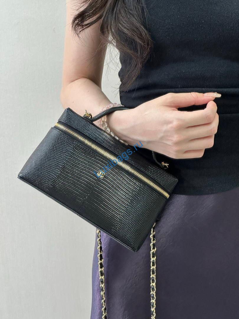 Chanel Vanity with chain AP5195 Lizard-patterned skin Calfskin Black | chanel vanity with chain ap5195 lizard patterned skin calfskin 34