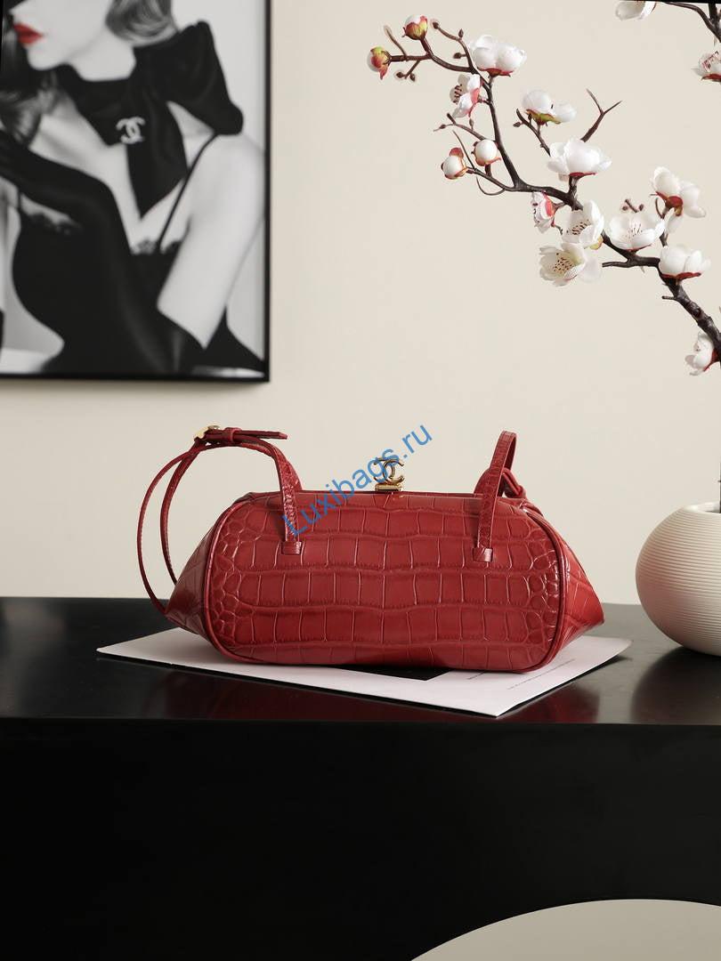Chanel Clutch with Leather Strap Crocodile Embossed Calfskin & Gold-Tone Metal AP5360 Wine Red | clutch with leather strap crocodile embossed calfskin gold tone metal ap5360 black 03