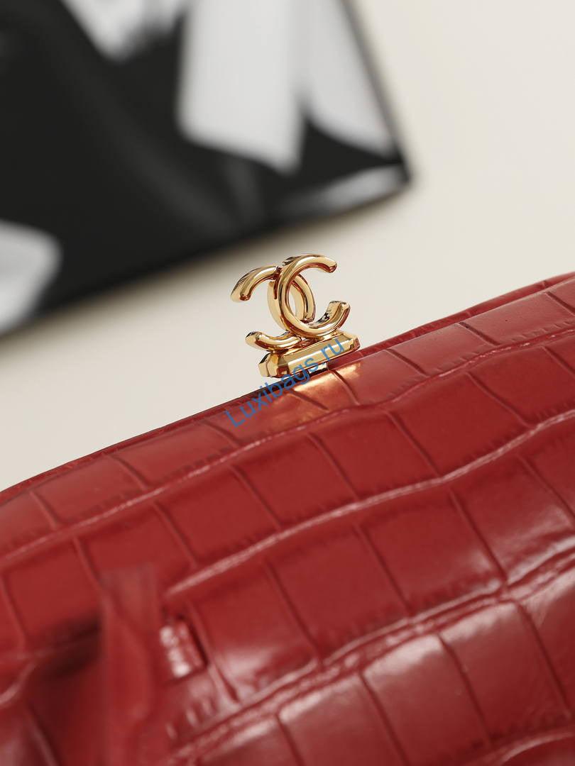 Chanel Clutch with Leather Strap Crocodile Embossed Calfskin & Gold-Tone Metal AP5360 Wine Red | clutch with leather strap crocodile embossed calfskin gold tone metal ap5360 black 07