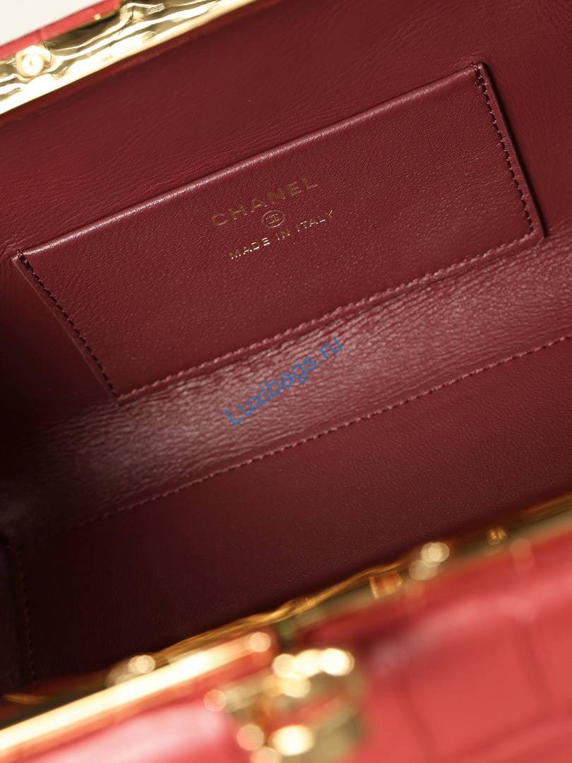 Chanel Clutch with Leather Strap Crocodile Embossed Calfskin & Gold-Tone Metal AP5360 Wine Red | clutch with leather strap crocodile embossed calfskin gold tone metal ap5360 black 09
