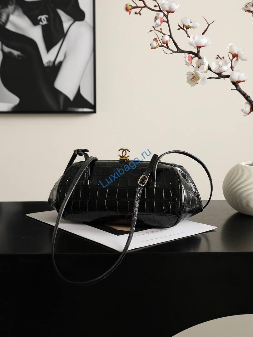 Chanel Clutch with Leather Strap Crocodile Embossed Calfskin & Gold-Tone Metal AP5360 Black | clutch with leather strap crocodile embossed calfskin gold tone metal ap5360 black 12