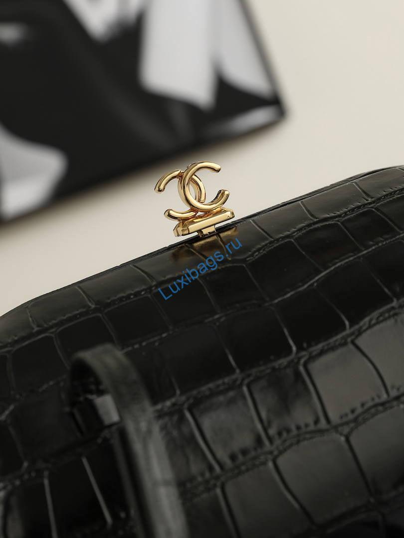 Chanel Clutch with Leather Strap Crocodile Embossed Calfskin & Gold-Tone Metal AP5360 Black | clutch with leather strap crocodile embossed calfskin gold tone metal ap5360 black 16
