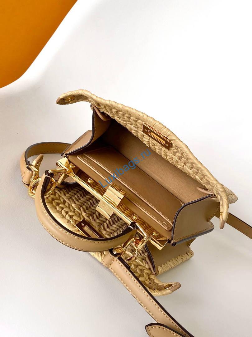 Fendi 8BN335 Peekaboo ISeeU Mini Sand leather and interlaced fibre bag 80169S | fendi 8bn335 peekaboo iseeu mini sand leather and interlaced fibre bag 80169s 005