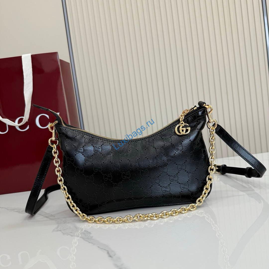 Gucci A0034B Lady Lunetta Chain small shoulder Black Canavs | gucci a0034b lady lunetta chain small shoulder bag 12