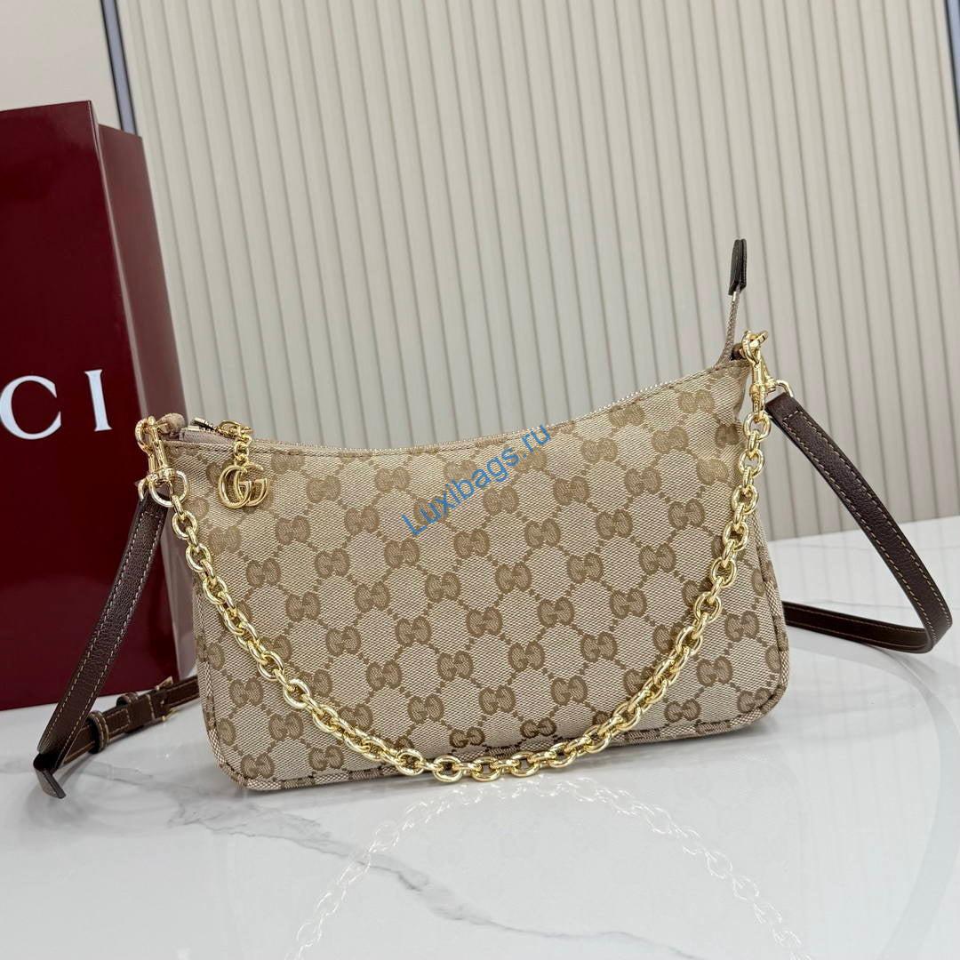 Gucci A0034B Lady Lunetta Chain small shoulder Black Canavs | gucci a0034b lady lunetta chain small shoulder bag 33