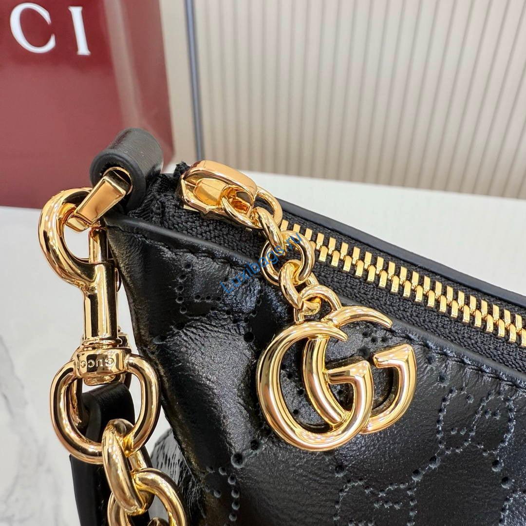 Gucci Lady Lunetta Chain medium shoulder bag A006OA Black | gucci lady lunetta chain medium shoulder bag 28