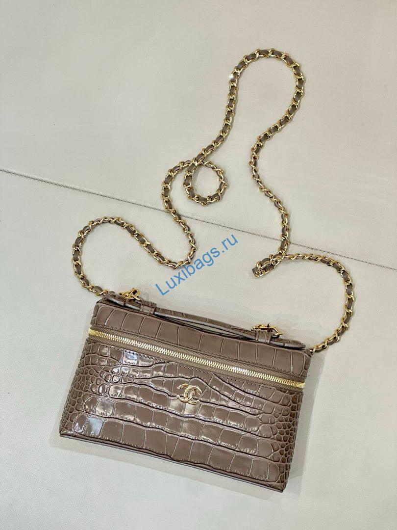 chanel small vanity with chain ap5346 crocodile embossed calfskin gray brown 1 Chanel Small Vanity with chain AP5346 Crocodile Embossed Calfskin Gray Brown | small vanity with chain ap5346 crocodile embossed calfskin gray brown 02